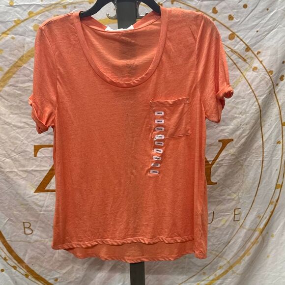 Hippie Rose Juniors' Burnout T-Shirt - Coral Burst Size L - Picture 2 of 3